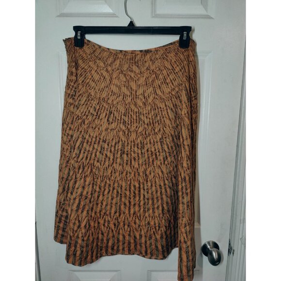 Liz & Co A-Line Orange & Greenish Gray Striped Knee/Midi Skirt 14 (35x27) - Picture 5 of 6